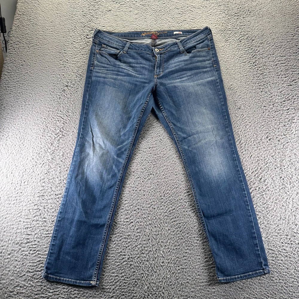 Arizona Jeans Womens 15 Blue Cotton Denim Skinny Leg Workwear Faded Stretch